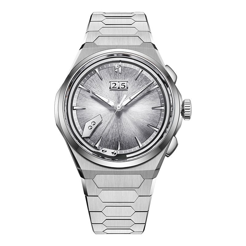 Lucky Harvey Chiming Watch 2.0 Hand-Engraved Silver Brushed Dial Grade 5 Titanium Wristwatch – Limited Edition of 100