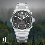 【Édition limitée 300 pièces】Sound Of Nature Guilloché Cadran noir Grande date Montre automatique à carillon Lucky Harvey