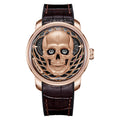 【Édition limitée 111 pièces】Montre à mécanisme automatique en or rose avec tête de mort Lucky Harvey