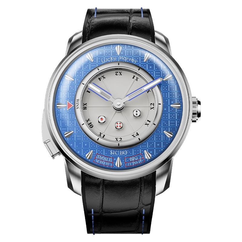 Reloj automático Sic Bo azul de la serie Player de Lucky Harvey