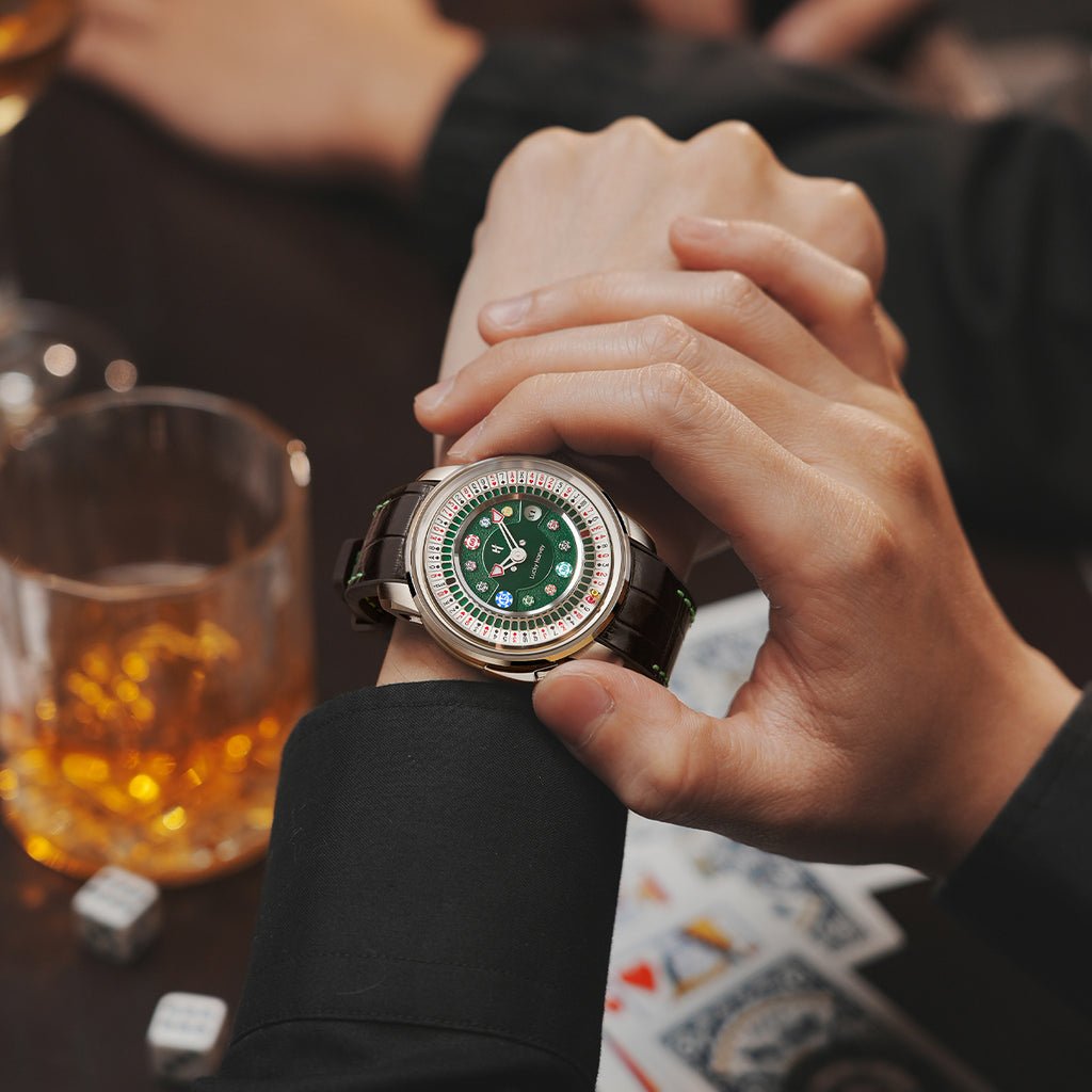 Player Series Silver Poker Roulette Automatic Watch Lucky Harvey
