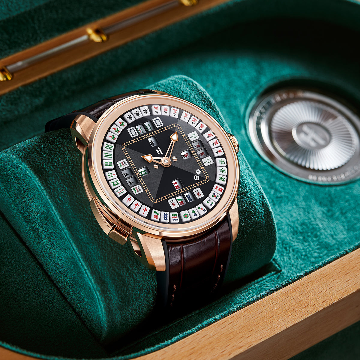 Lucky Harvey Mahjong Game Wheel Automatic Winding WristWatch