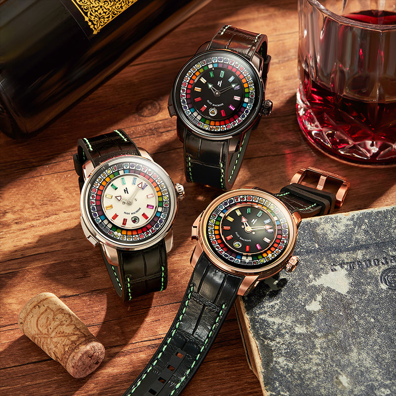 【Limited 100pcs】Lucky Harvey Player Series Gemstone Hour Markers Gold Slot Machine Watch