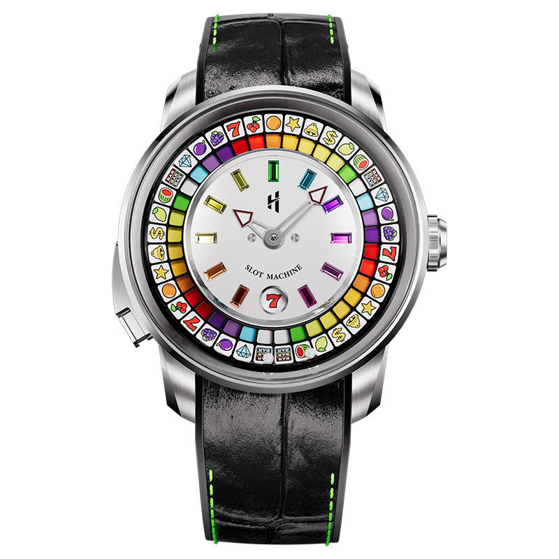 Lucky Harvey White Slot Machine Roulette Watch With Gemstone Hour Markers – Limited Edition of 100