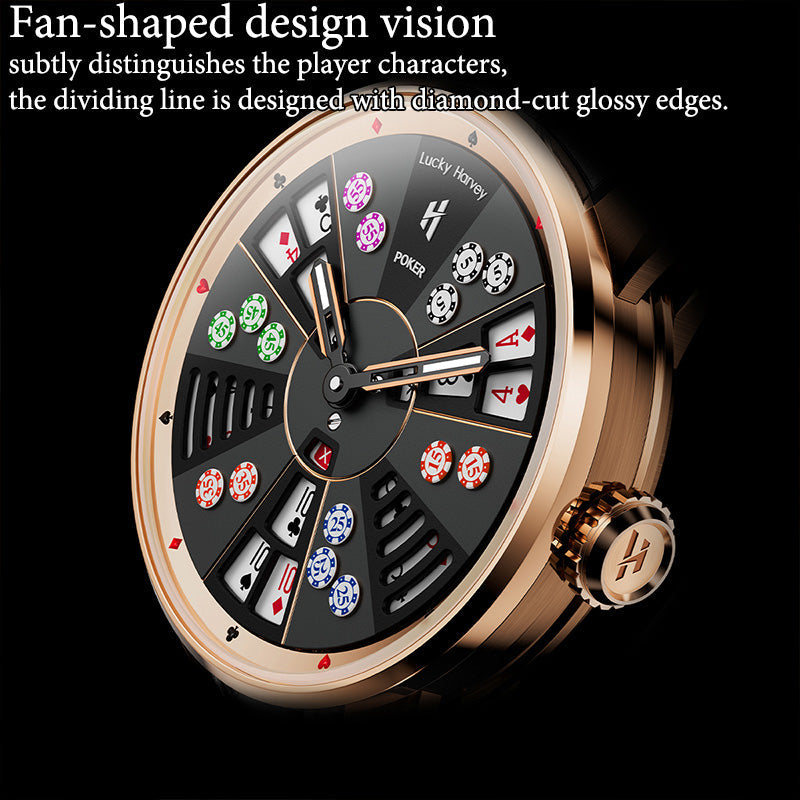 Player Series Silver Three Card Poker Automatic Watch Lucky Harvey