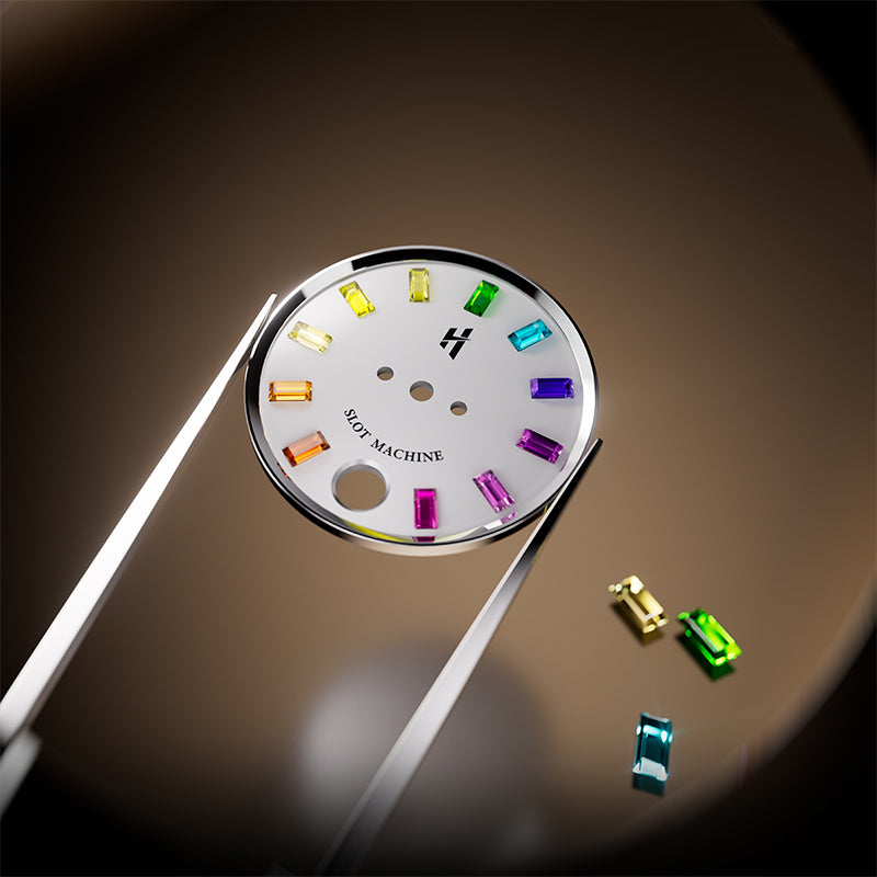 Lucky Harvey White Slot Machine Roulette Watch With Gemstone Hour Markers – Limited Edition of 100