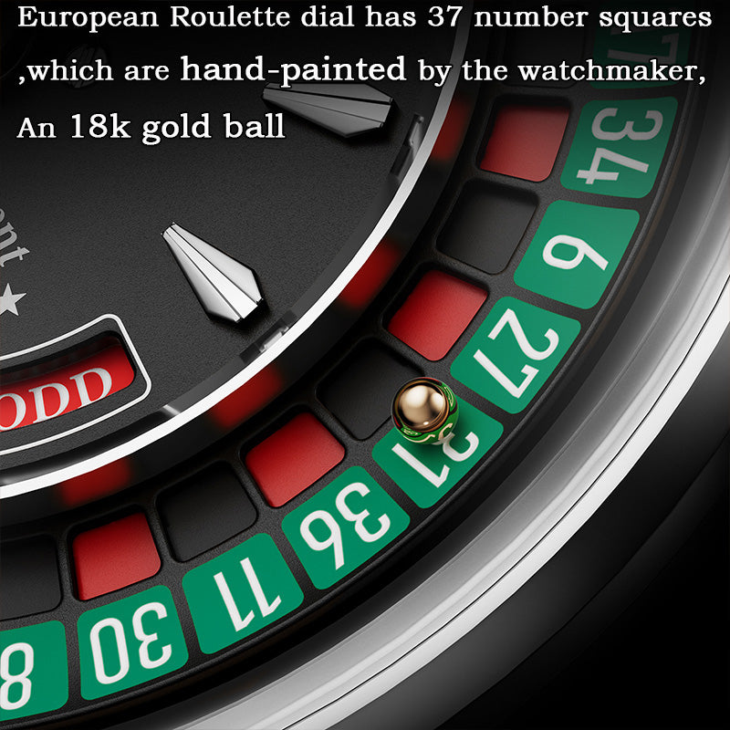 Lucky Harvey Silver European Roulette Casino Watch with 18K Gold Ball – Automatic Mechanical Luxury Watch