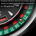 Lucky Harvey Silver European Roulette Casino Watch with 18K Gold Ball – Automatic Mechanical Luxury Watch