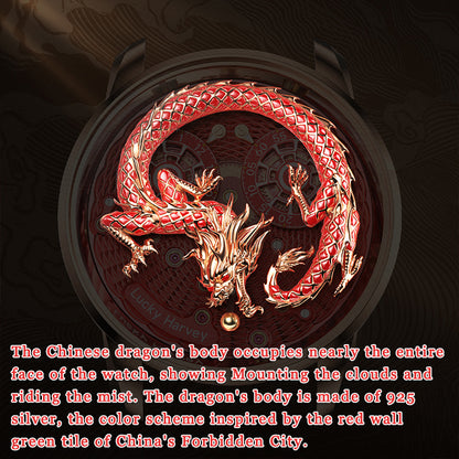 【Few in stock】2024 Red Enamel Dragon Scale 999 Gold Pearl Automata Watch Limited Edition 100PCS Lucky Harvey