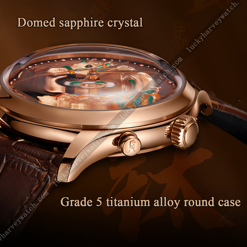 Lucky Harvey 2026 Gold Brown Horse Chiming Automaton Grade 5 Titanium Alloy Watch  - Limited Edition of 100