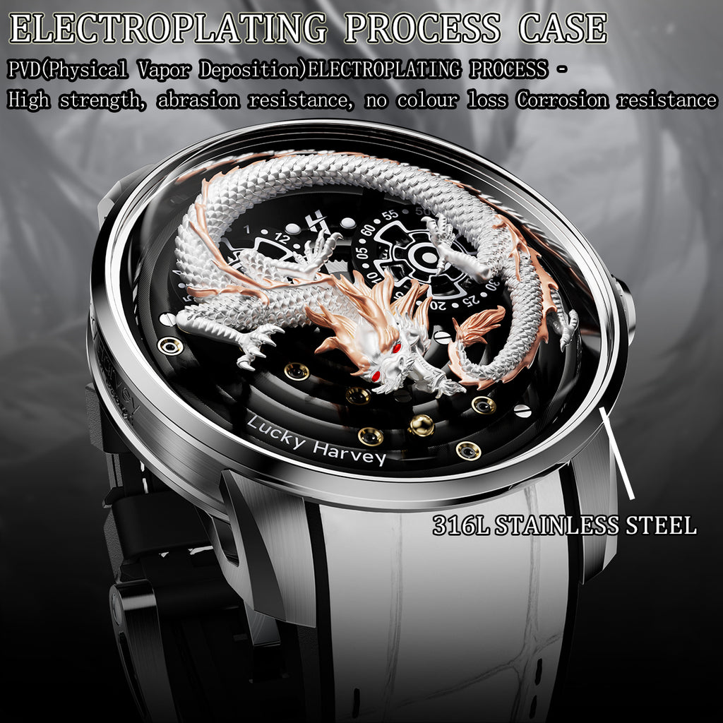White Dragon Automata Watch 999 Gold Bead Luminous Lucky Harvey