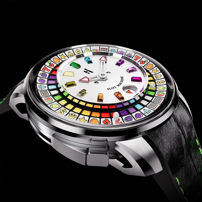 【Limited 100pcs】Lucky Harvey Player Series Gemstone Hour Markers White Slot Machine Watch