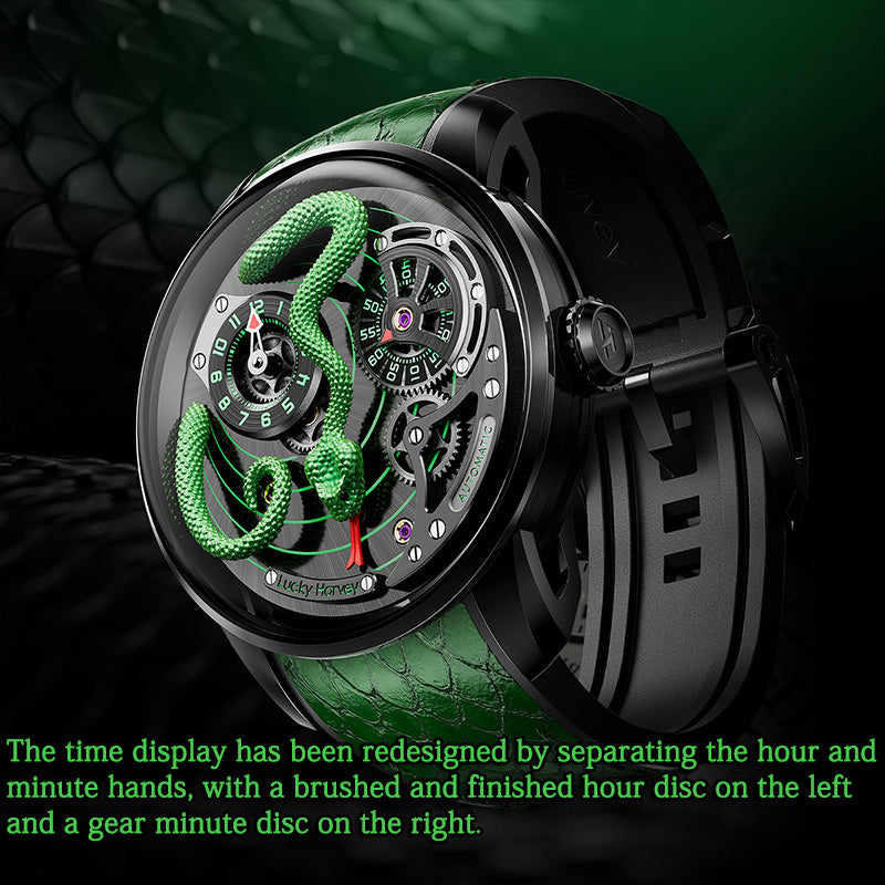 2024 New Arrival Spit Out Tongue Green Snake Automata Watch Lucky Harv