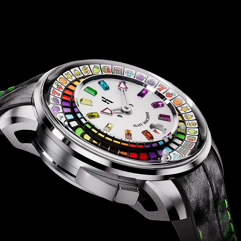 【Limited 100pcs】Lucky Harvey Player Series Gemstone Hour Markers White Slot Machine Watch