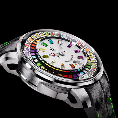 【Limited 100pcs】Lucky Harvey Player Series Gemstone Hour Markers White Slot Machine Watch