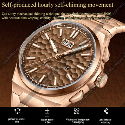 【Limited Edition 300pcs】Hammer Dial Big Date Automatic Winding Black Chiming Watch Lucky Harvey