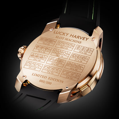 【Limited 100pcs】Lucky Harvey Player Series Gemstone Hour Markers Gold Slot Machine Watch