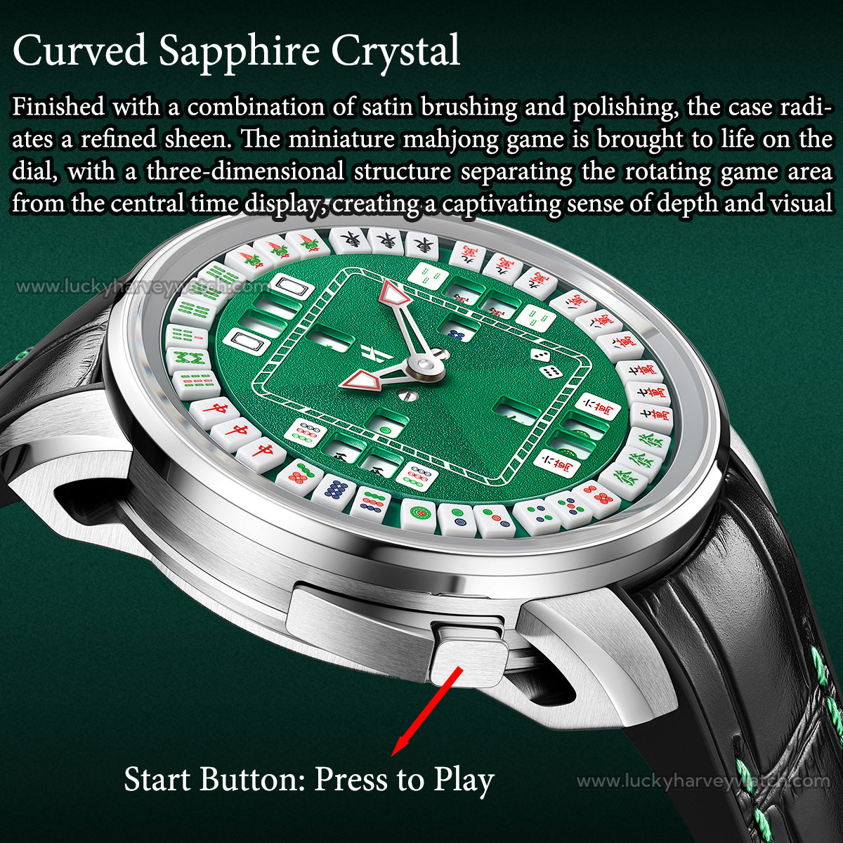 Lucky Harvey Mahjong Game Wheel Automatic Winding WristWatch