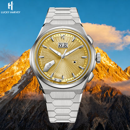 【Limited Edition 50pcs】Wheat Ear Pattern  Grade 5 Titanium Yellow Guilloché Chiming Watch 2.0