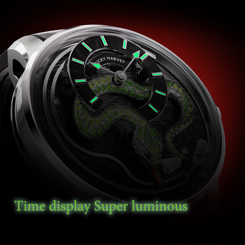 【Édition limitée 100 pièces】2025 Montre mécanique à carillon Snake Automata en émail doré Lucky Harvey