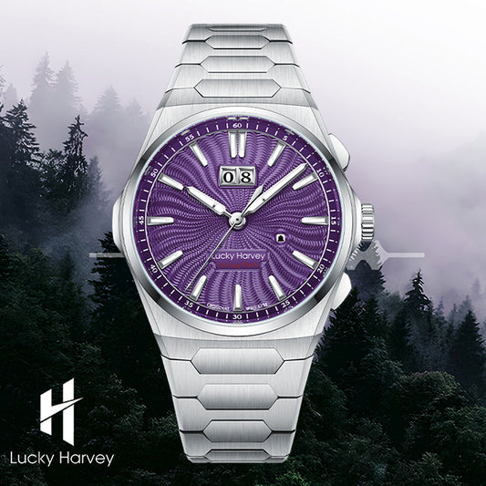 Sound Of Nature Guilloché Purple Dial Big Date Chiming Automatic Watch Limited Edition 300 PCS Lucky Harvey