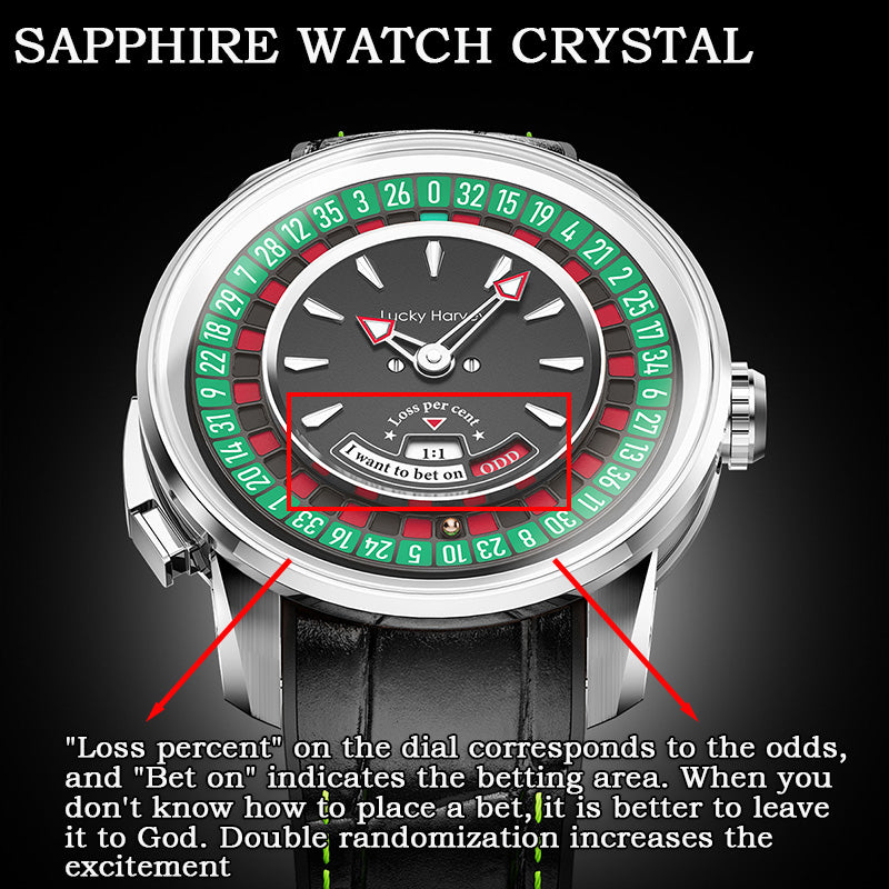 Lucky Harvey Silver European Roulette Casino Watch with 18K Gold Ball – Automatic Mechanical Luxury Watch