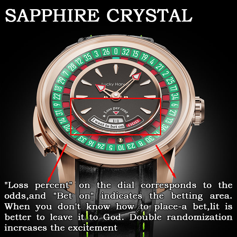Lucky Harvey European Roulette Casino Watch with 18K Gold Ball – Automatic Mechanical Luxury Watch