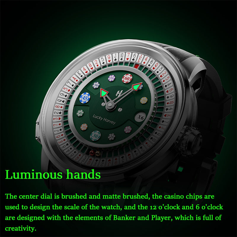Player Series Silver Poker Roulette Automatic Watch Lucky Harvey