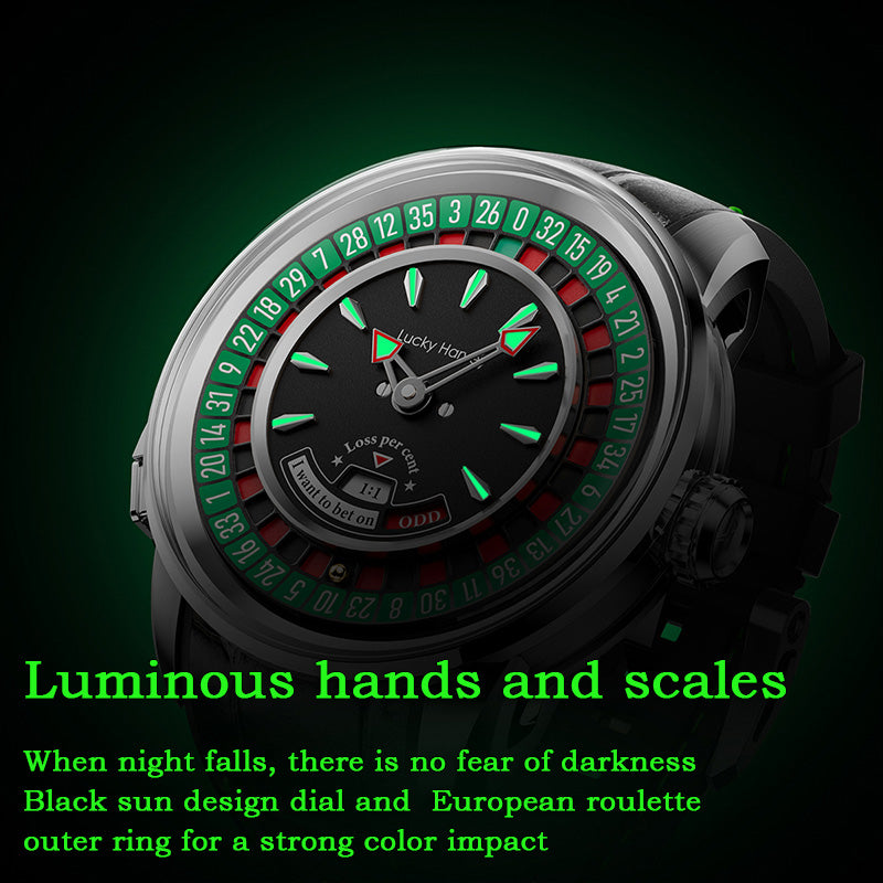 Lucky Harvey Silver European Roulette Casino Watch with 18K Gold Ball – Automatic Mechanical Luxury Watch
