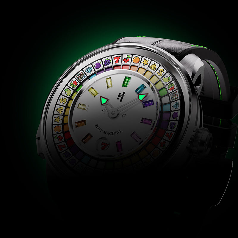 【Limited 100pcs】Lucky Harvey Player Series Gemstone Hour Markers White Slot Machine Watch