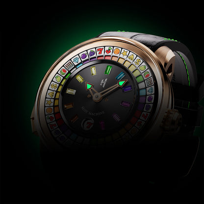 【Limited 100pcs】Lucky Harvey Player Series Gemstone Hour Markers Gold Slot Machine Watch