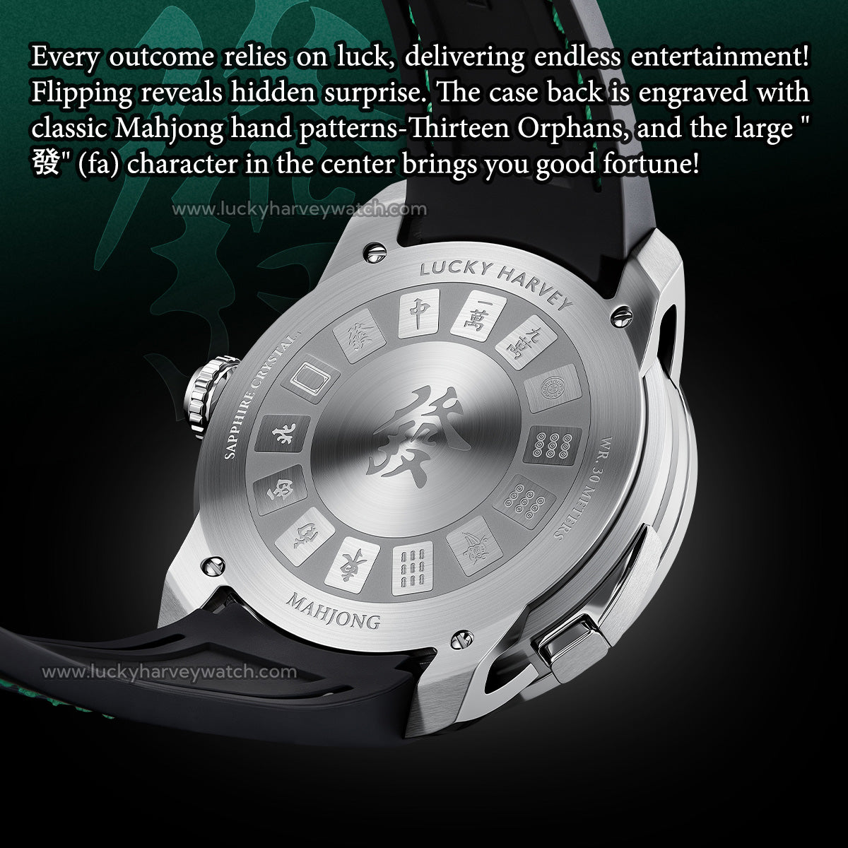Lucky Harvey Mahjong Game Wheel Automatic Winding WristWatch