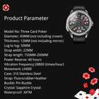 Player Series Silver Three Card Poker Automatic Watch Lucky Harvey