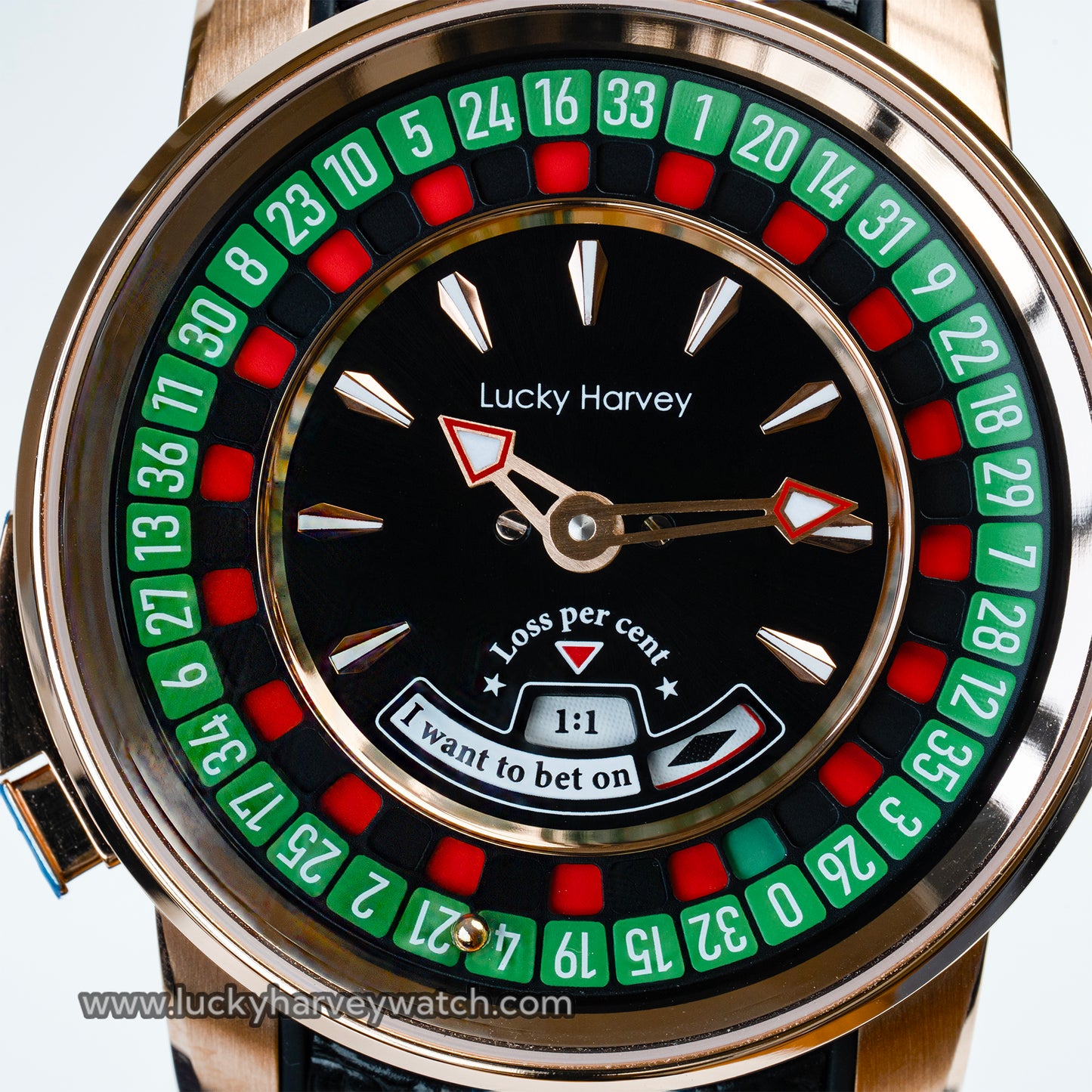 Player Series Gold European Roulette Automatic Watch Lucky Harvey