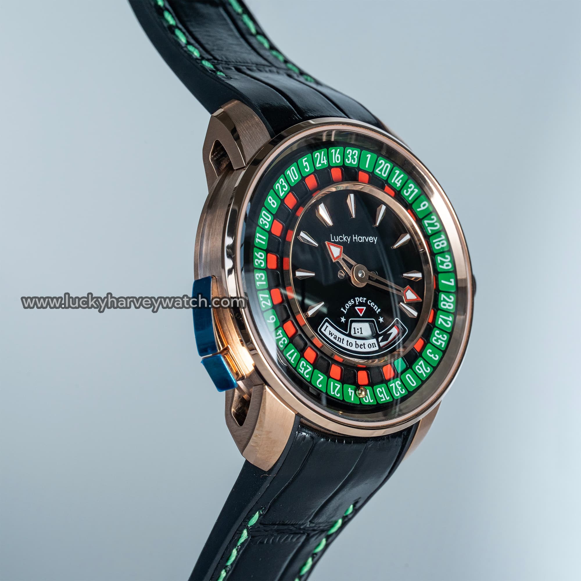 Player Series Gold European Roulette Automatic Watch Lucky Harvey