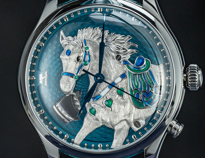【Limited 100pcs】2026 Chiming Automaton Lucky Harvey Horse Watch Grade 5 Titanium Alloy Blue 骢(cōng)