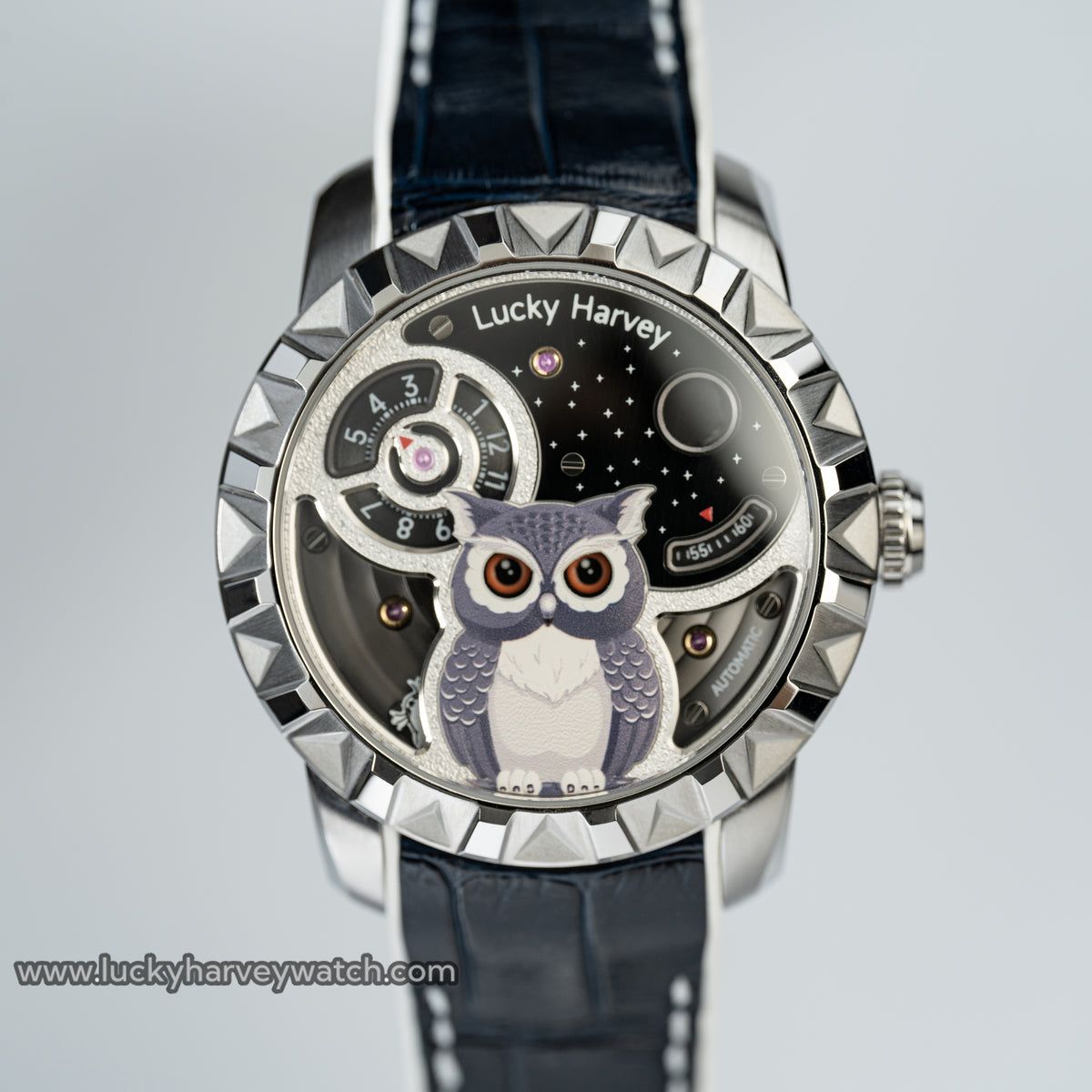Reloj automático Silver Owl con esfera luminosa y nuevo de Lucky Harvey