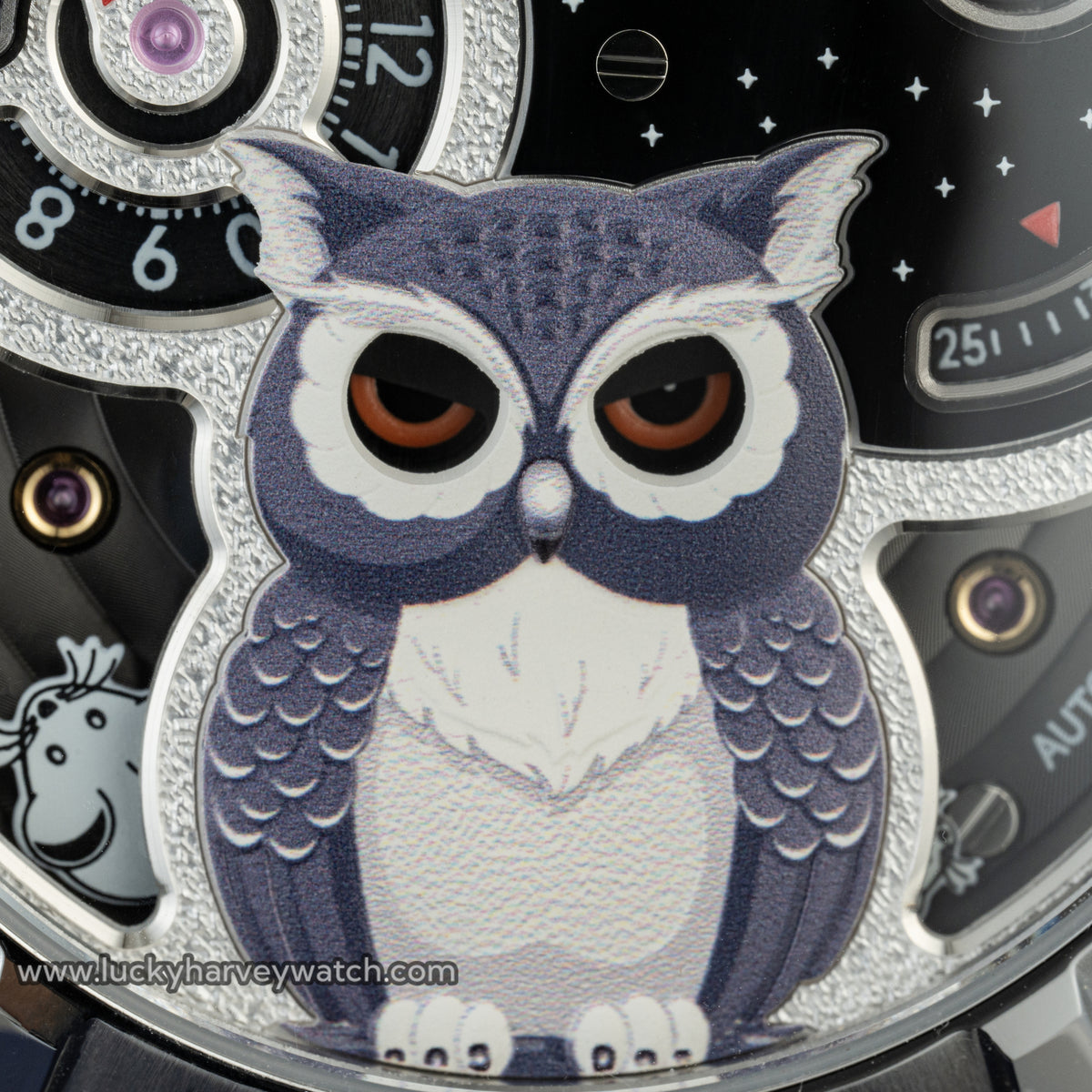 Reloj automático Silver Owl con esfera luminosa y nuevo de Lucky Harvey