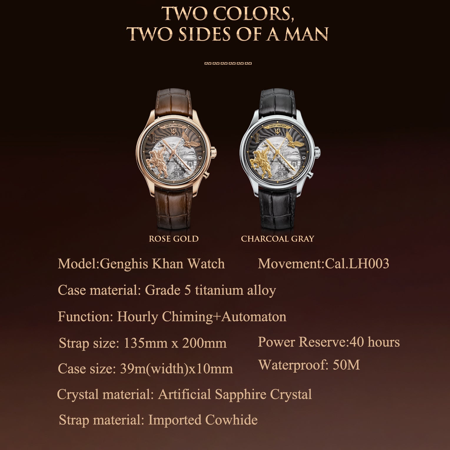 【Limited 100PCS】Genghis Khan Rose Gold Automata Chiming Watch