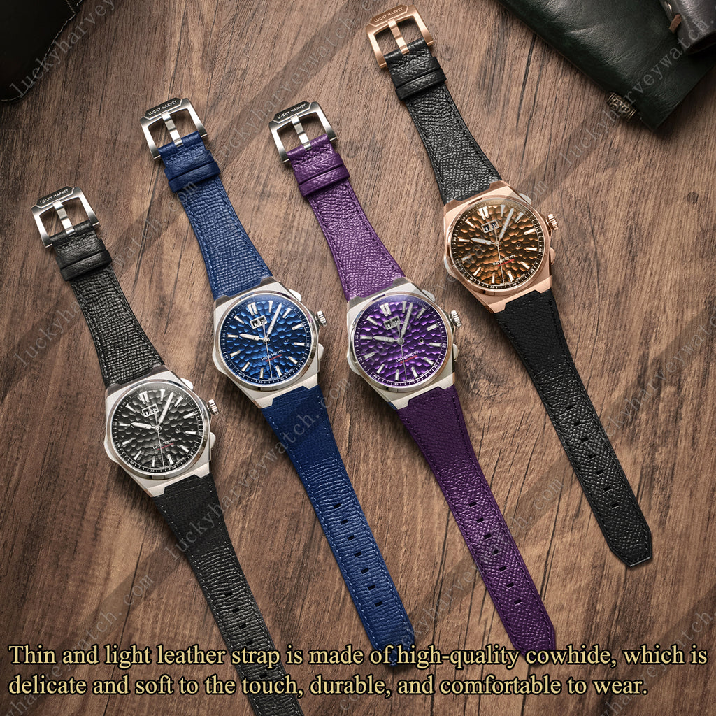 Thin and light leather strap is made of high-quality cowhide, which is delicate and soft to the touch, durable, and comfortable to wear.