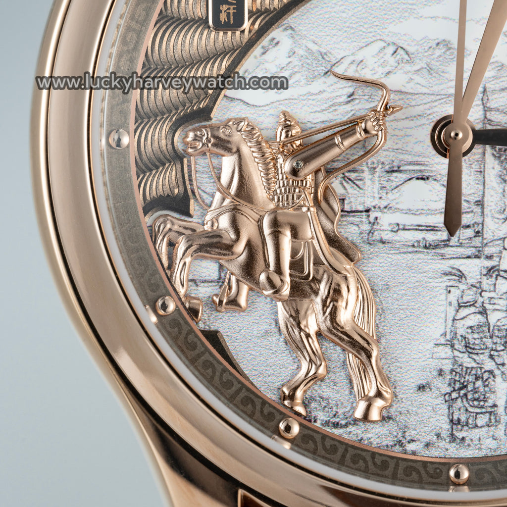 Lucky Harvey Genghis Khan Watch Rose Gold Archery - Genghis Khan