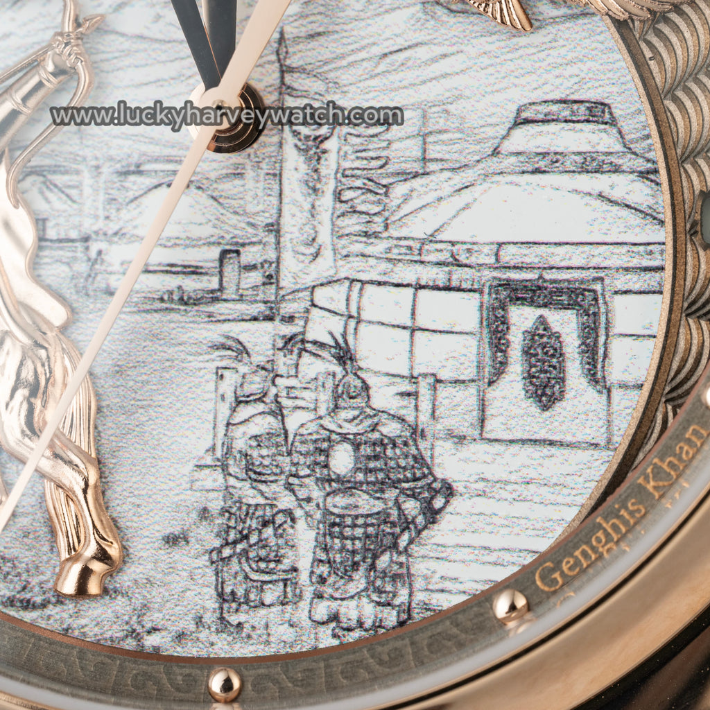 Lucky Harvey Genghis Khan Watch 3D Printing Relief Painting display picture