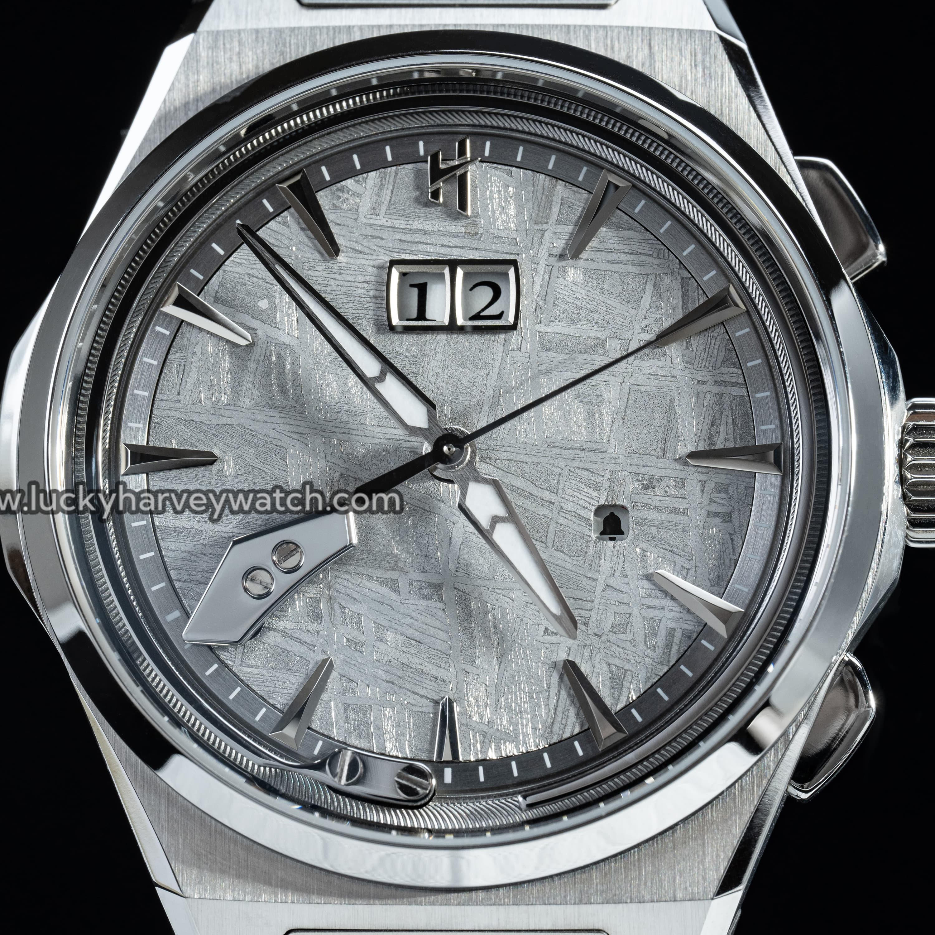 Lucky Harvey Meteorite Watch Silver big date Chiming Watch front view