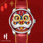 Montre automatique lumineuse Red Lion Dance pour homme Lucky Harvey avec mouvement automatique LH001