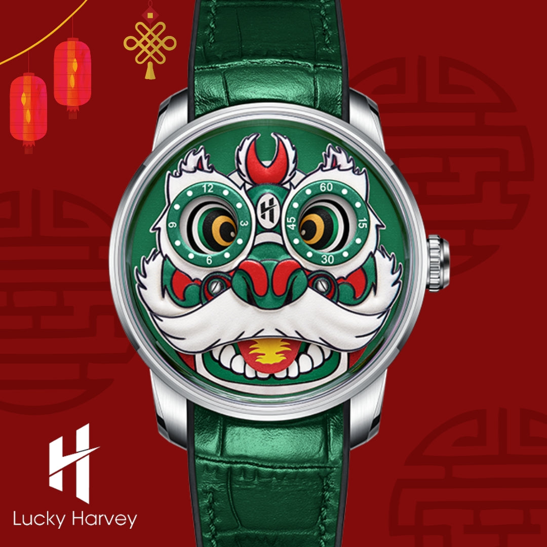 lucky harvey green lion dance watch