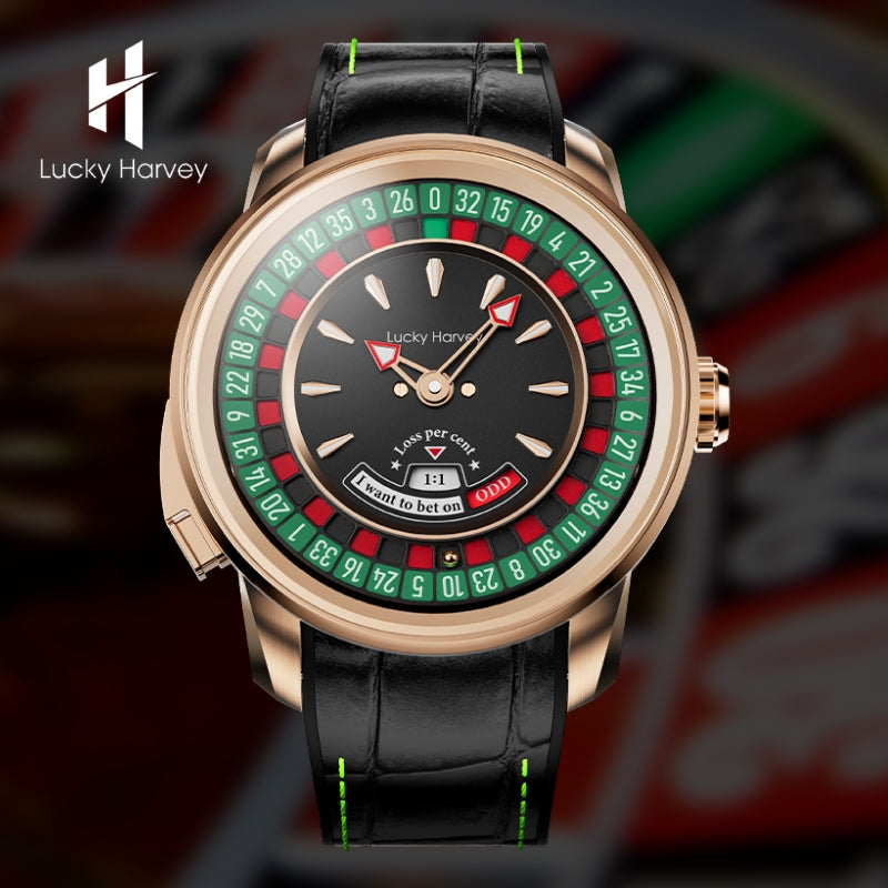 Lucky Harvey European Roulette Casino Watch with 18K Gold Ball – Automatic Mechanical Luxury Watch
