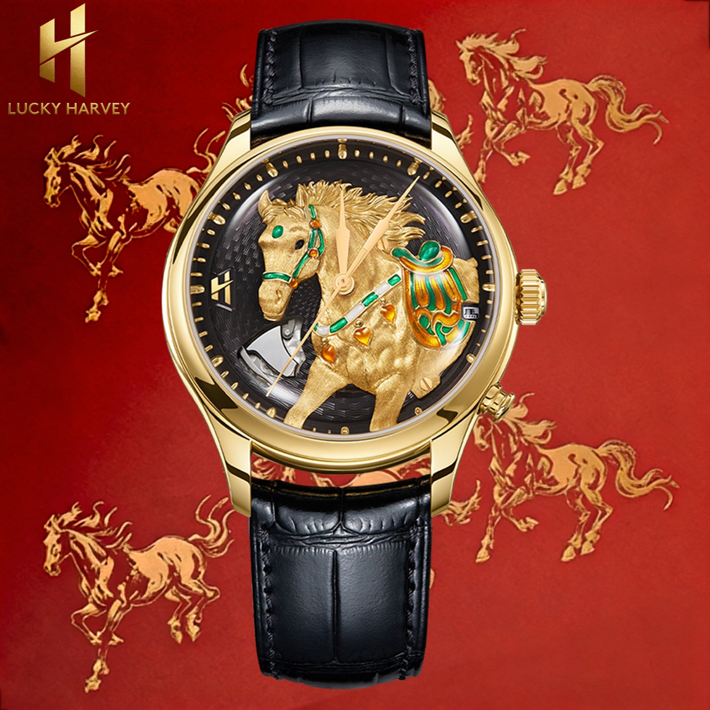 Pre-Sale【Limited 100pcs】2026 Chiming Automaton Lucky Harvey Horse Watch Grade 5 Titanium Alloy Gold 骊(lí)