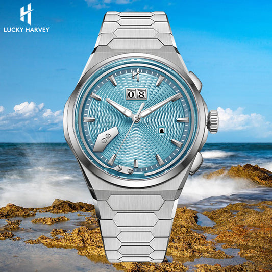 【Limited Edition 50pcs】Wheat Ear Pattern Grade 5 Titanium Light Blue Guilloché Chiming Watch 2.0