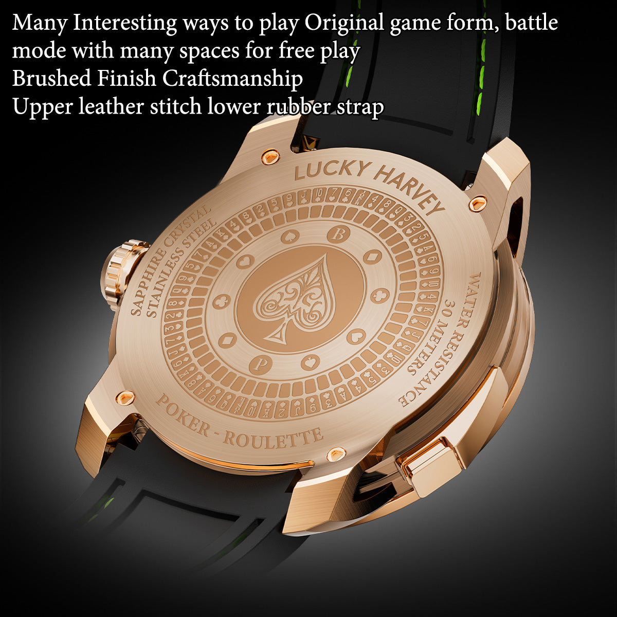 Player Series Gold Poker Roulette Automatic Watch Lucky Harvey