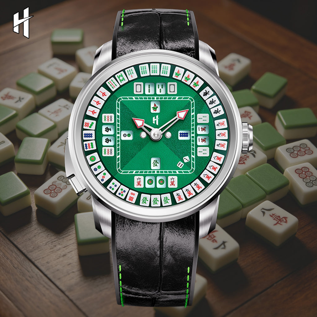 Lucky Harvey Mahjong Game Wheel Automatic Winding WristWatch